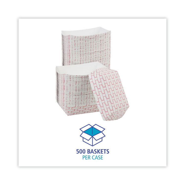 Paper Food Baskets, 2.5 Lb Capacity, Red/white, 500/carton