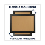 Cork Bulletin Board with Black Frame, 17" x 11", Tan Surface, Black Fiberboard (MDF) Frame