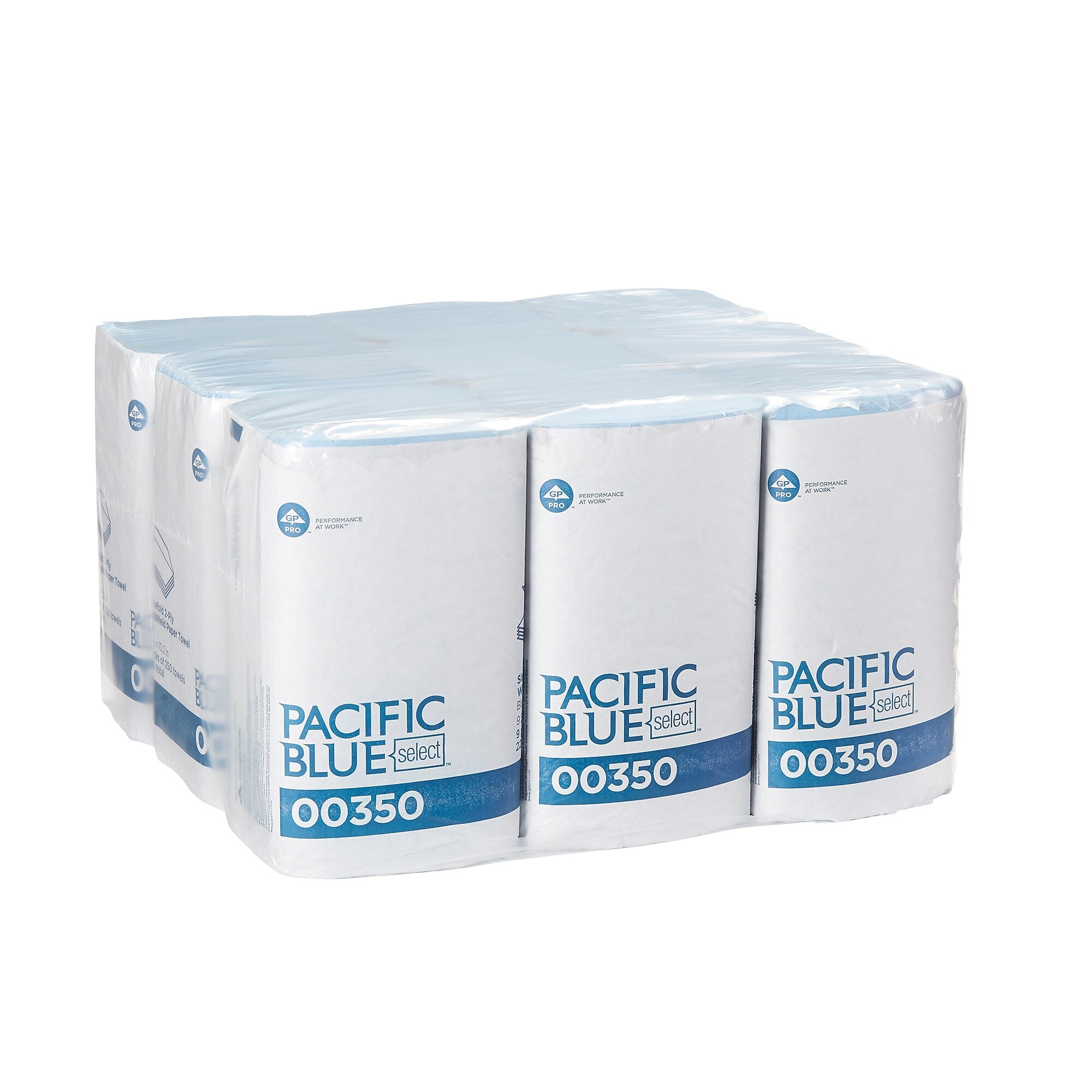 Pacific Blue Select Poly Cleaning Wipers, 10.25" x 9.5", Blue, 250 Wipers/Box, 9/Carton (350)