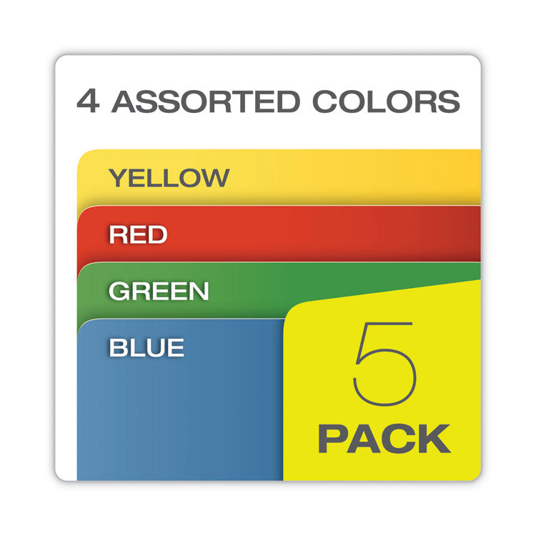 Redrope Expanding File Pockets, 3.5" Expansion, Letter Size, Assorted Colors, 5/Box
