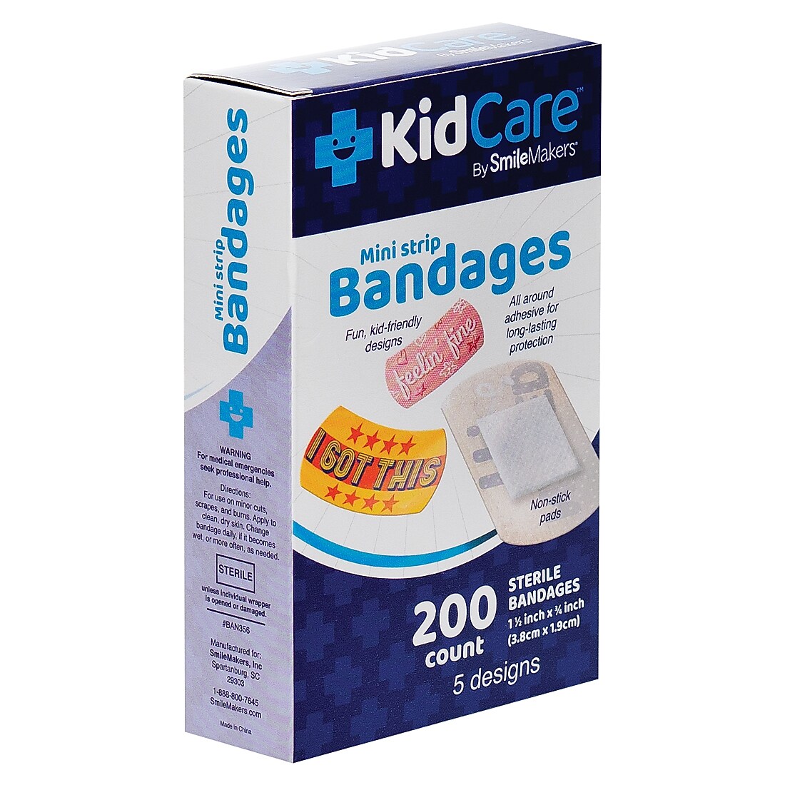 SmileMakers KidCare Sayings Mini Strip Bandages, 200/Box (BAN356)
