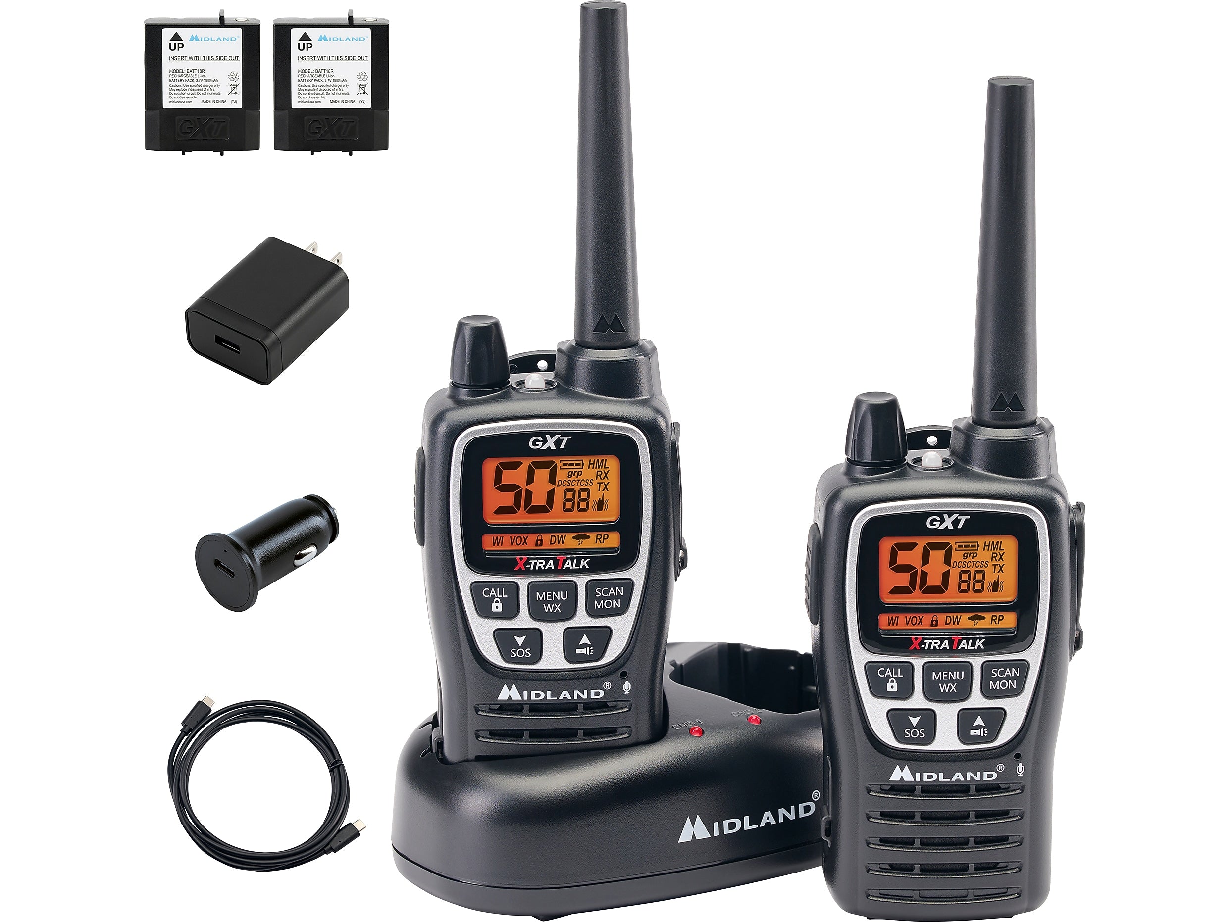 Midland GXT3000 Two Way Radio Kit, Black (GXT3000VP4)