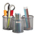 Mind Reader Metal Pen and Accessory Holder Desk Organizer, Silver, 3-Pieces (CLIPMESH3-SIL)