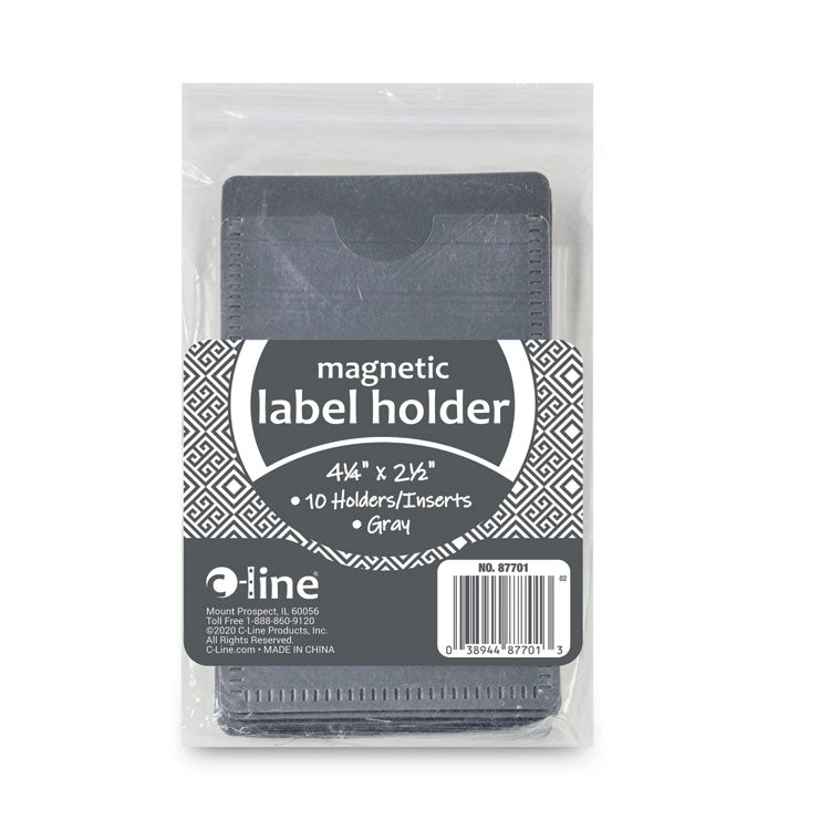 Slap-Stick Magnetic Label Holders, Side Load, 4.25 X 2.5, Gray, 10/pack