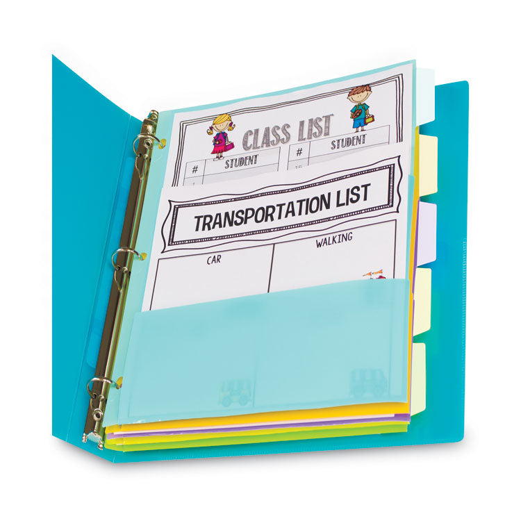 Index Dividers With Multi-Pockets, 5-Tab, 11.5 X 10, Assorted, 1 Set