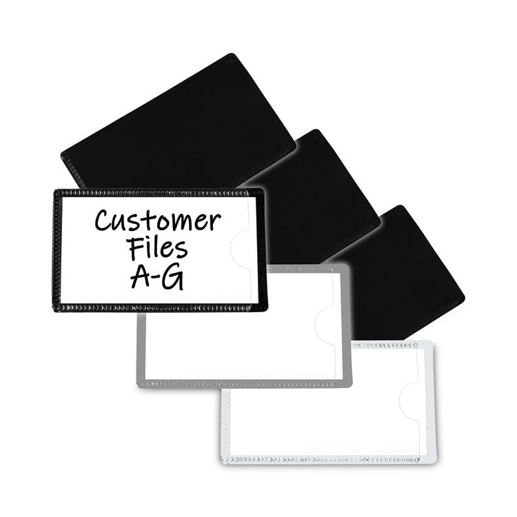 Slap-Stick Magnetic Label Holders, Side Load, 4.25 X 2.5, Black, 10/pack