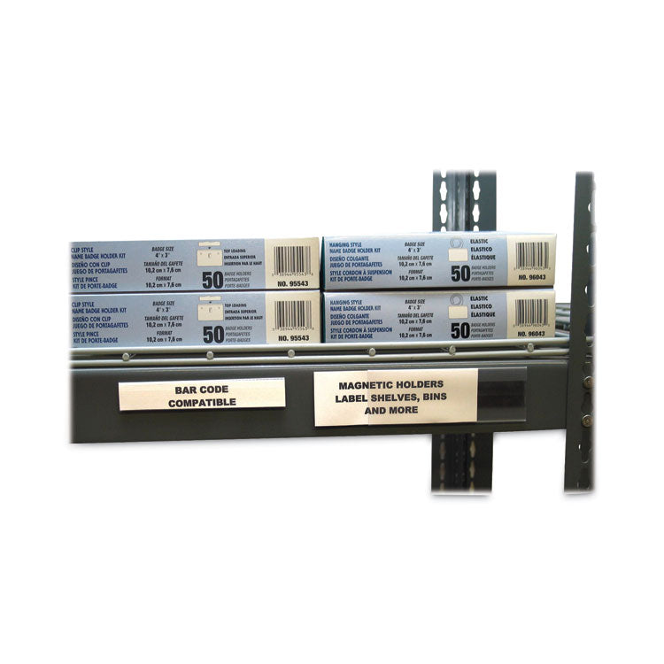 HOL-DEX Magnetic Shelf/Bin Label Holders, Side Load, 0.5 x 6, Clear, 10/Box