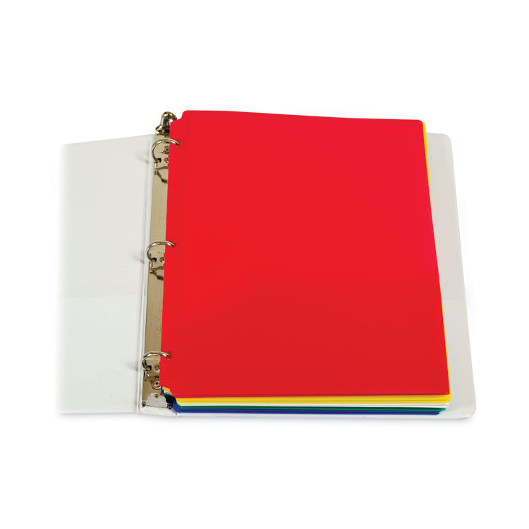 Two-Pocket Heavyweight Poly Portfolio Folder, 3-Hole Punch, 11 X 8.5, Assorted, 10/pack