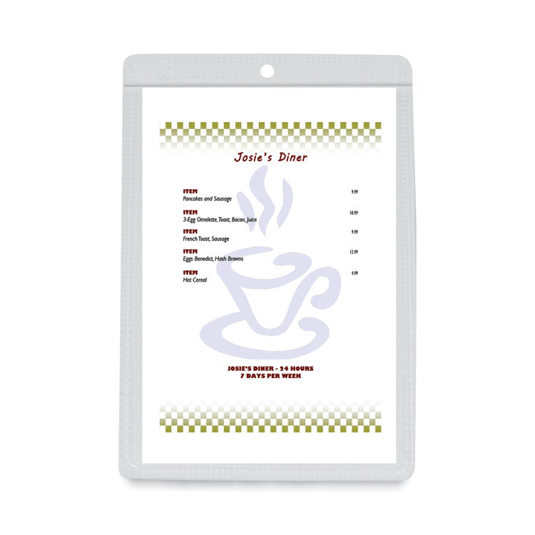 Clear Vinyl Shop Ticket Holders, Super Heavy-Duty, Top Load 5 x 8 Insert, Clear Front, 50/Box