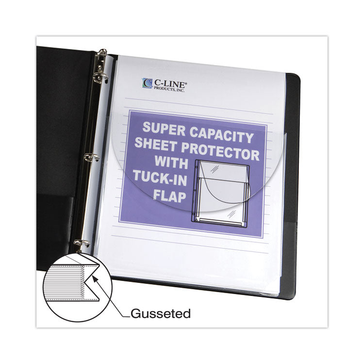 Super Capacity Sheet Protectors with Tuck-In Flap, Super Heavy-Duty, Side: 3-Hole Punched, 8.5 x 11 Insert, Clear, 10/Pack