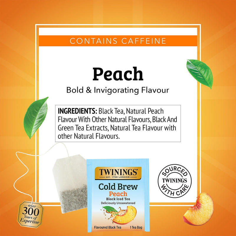 Twinings Iced Cold Brewed Peach Black Tea Bags, 20/Box (F10055)