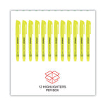 Pocket Highlighters, Fluorescent Yellow Ink, Chisel Tip, Yellow Barrel, Dozen