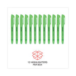 Pocket Highlighters, Fluorescent Green Ink, Chisel Tip, Green Barrel, Dozen
