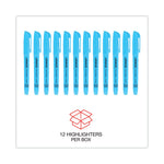 Pocket Highlighters, Fluorescent Blue Ink, Chisel Tip, Blue Barrel, Dozen