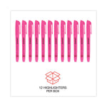 Pocket Highlighters, Fluorescent Pink Ink, Chisel Tip, Pink Barrel, Dozen