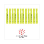 Desk Highlighters, Fluorescent Yellow Ink, Chisel Tip, Yellow Barrel, Dozen