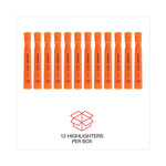 Desk Highlighters, Fluorescent Orange Ink, Chisel Tip, Orange Barrel, Dozen