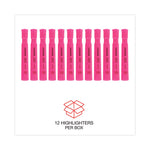 Desk Highlighters, Fluorescent Pink Ink, Chisel Tip, Pink Barrel, Dozen