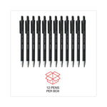 Ballpoint Pen, Retractable, Medium 1 Mm, Black Ink, Black Barrel, Dozen