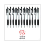 Comfort Grip Ballpoint Pen, Retractable, Medium 1 mm, Black Ink, Clear/Black Barrel, Dozen