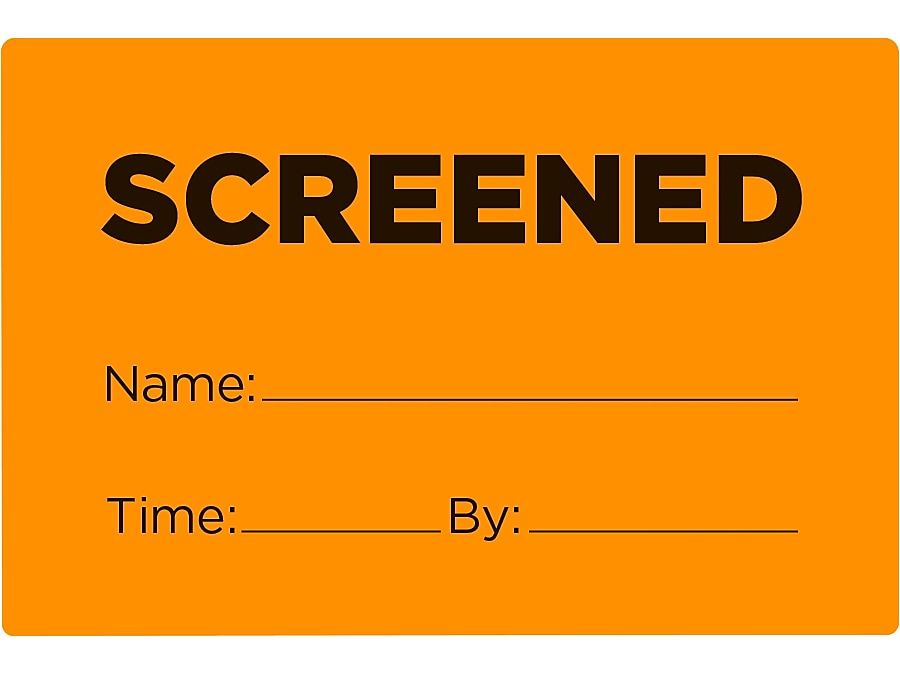 Cosco Paper SCREENED Safety Label, 2" x 3", Fluorescent Orange, 100/Roll (098459PK100)