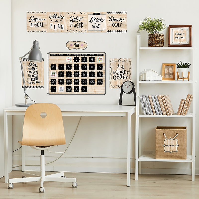 Creative Teaching Press Black, White, and Wood Calendar Set Bulletin Board Set, 87/Set (CTP10920)