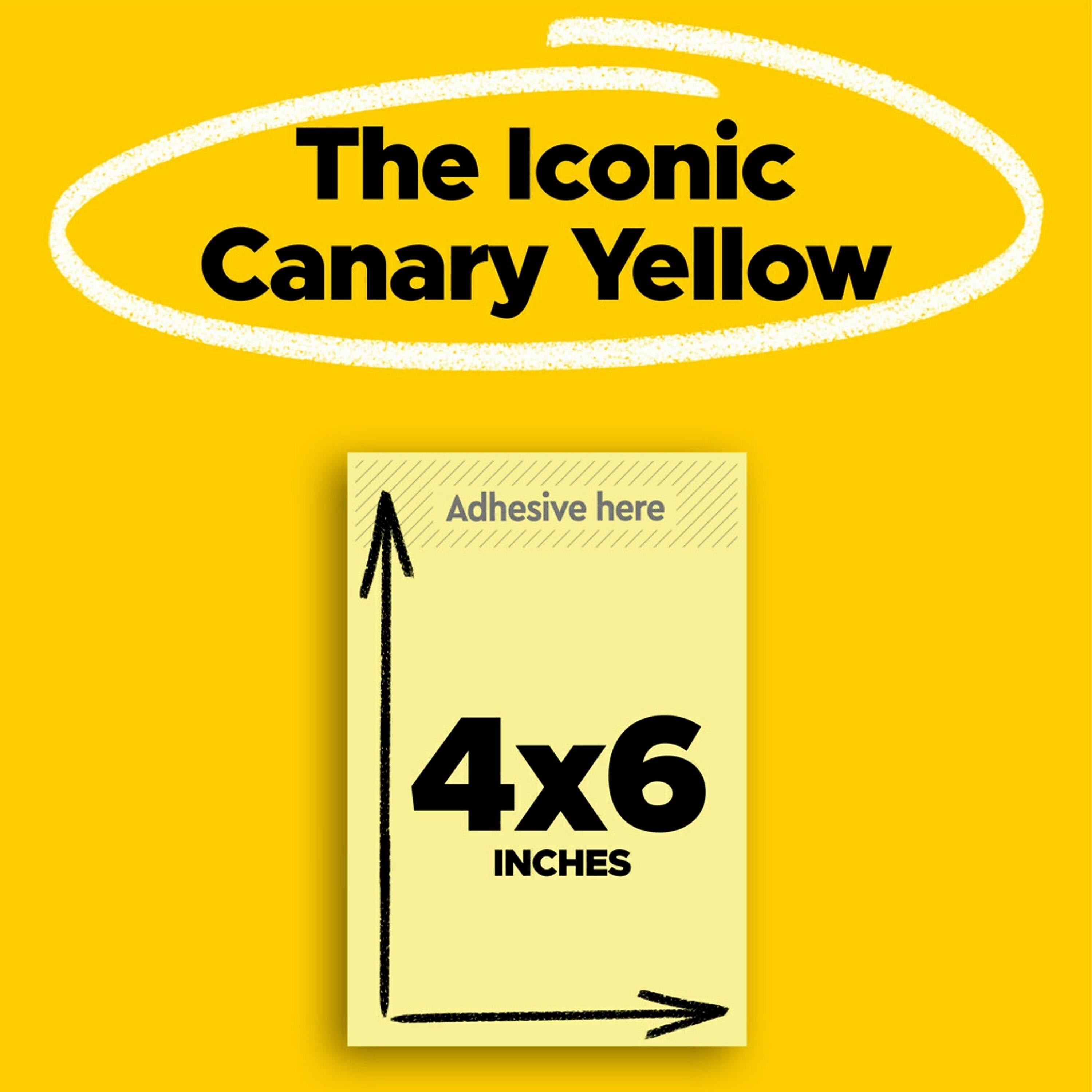 Post-it Notes, 4" x 6", Canary Collection, 100 Sheet/Pad, 12 Pads/Pack (659-YW)
