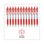 Comfort Grip Ballpoint Pen, Retractable, Medium 1 mm, Red Ink, Clear/Red Barrel, Dozen