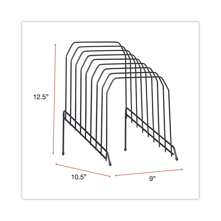 Wire Tiered File Sorter, 8 Sections, Letter To Legal Size Files, 8" X 10.5" X 12.5", Black