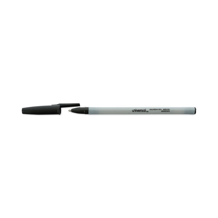 Ballpoint Pen, Stick, Medium 1 mm, Black Ink, Gray/Black Barrel, Dozen
