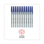 Ballpoint Pen, Stick, Fine 0.7 mm, Blue Ink, Gray/Blue Barrel, Dozen