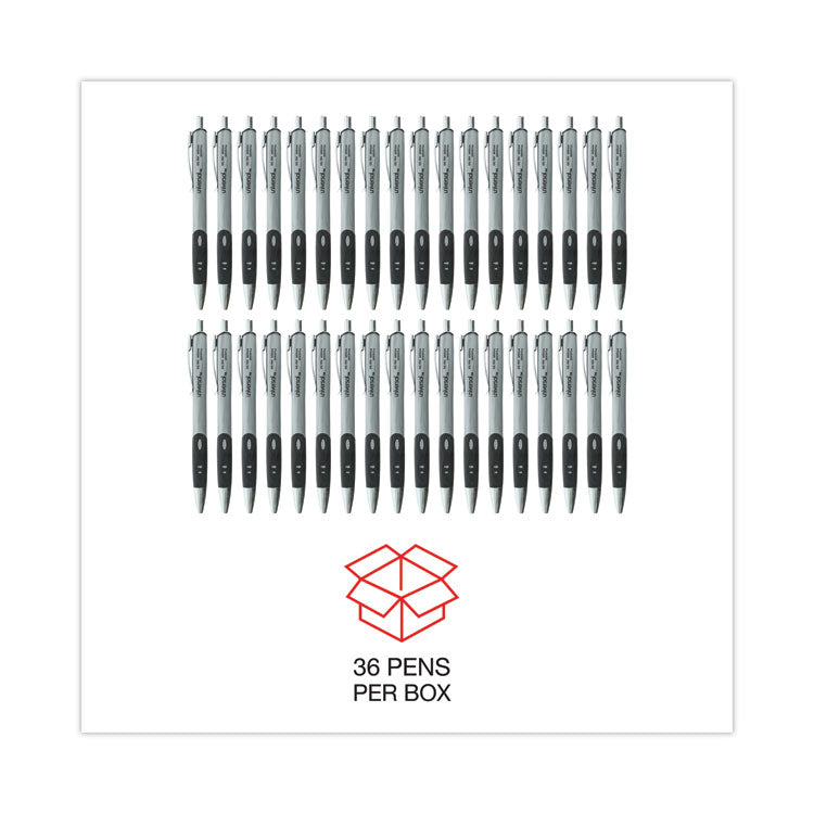 Comfort Grip Gel Pen, Retractable, Medium 0.7 mm, Black Ink, Gray/Black/Silver Barrel, 36/Pack