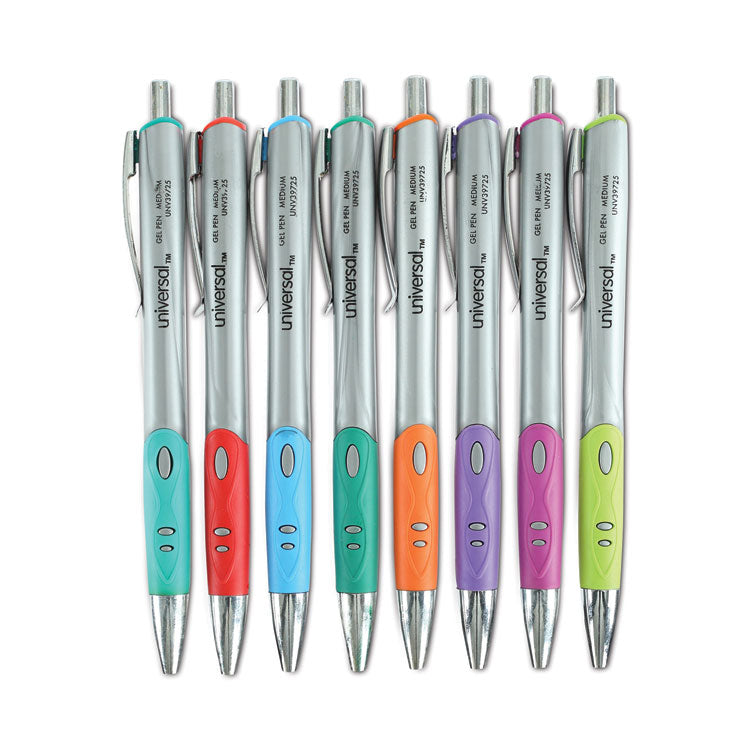 Comfort Grip Gel Pen, Retractable, Medium 0.7 mm, Assorted Ink and Barrel Colors, 8/Pack