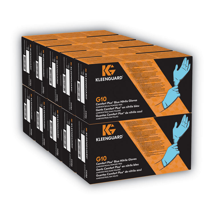 G10 Comfort Plus Blue Nitrile Gloves, Powder-Free, Small, 4 mil Thick, 9.5" Long, Light Blue, 100/Box