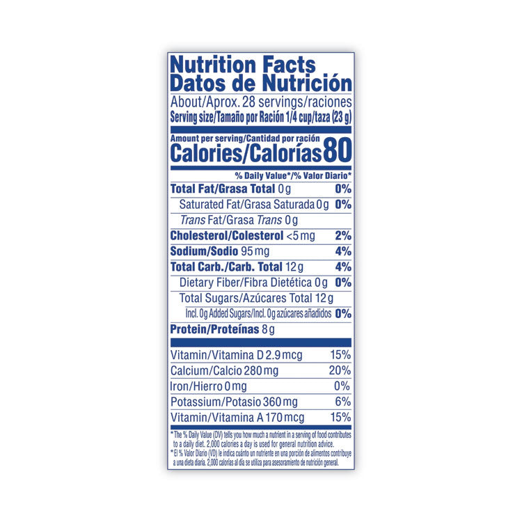 Instant Nonfat Dry Milk, Unsweetened, 22.75 Oz Canister, 4/Carton