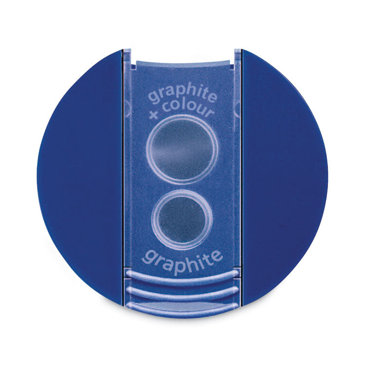 Handheld Manual Double-Hole Plastic Sharpener, 1.57 X 1.65 X 2.2, Blue/silver, 6/box