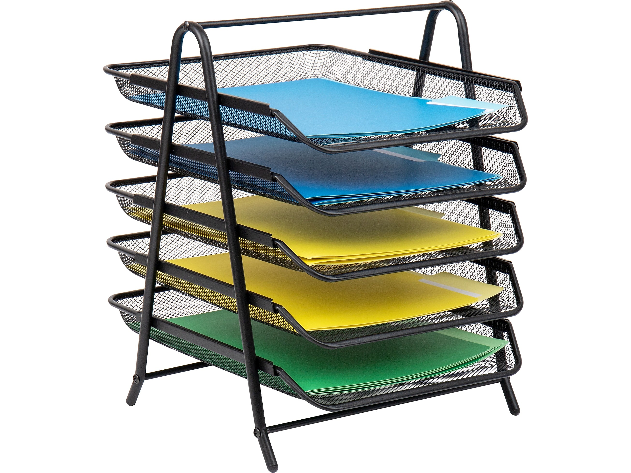 Mind Reader 5-Tier Paper Desk Tray and File Folder Set, Metal, Multi (5TFOLDERS-BLK)