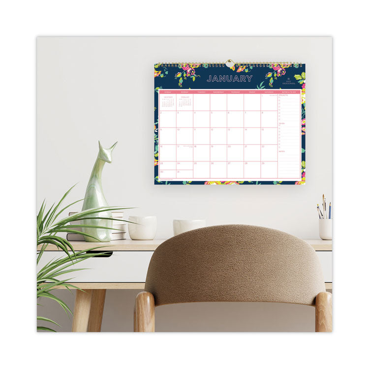 Day Designer Peyton Wall Calendar, Floral Artwork, 15 x 12, White/Navy Sheets, 12-Month (Jan to Dec): 2025