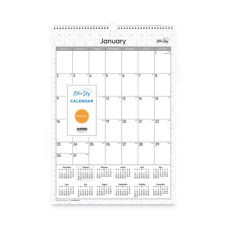 Enterprise Wall Calendar, Geometric Artwork, 12 x 17, White/Gray Sheets, 12-Month (Jan to Dec): 2025