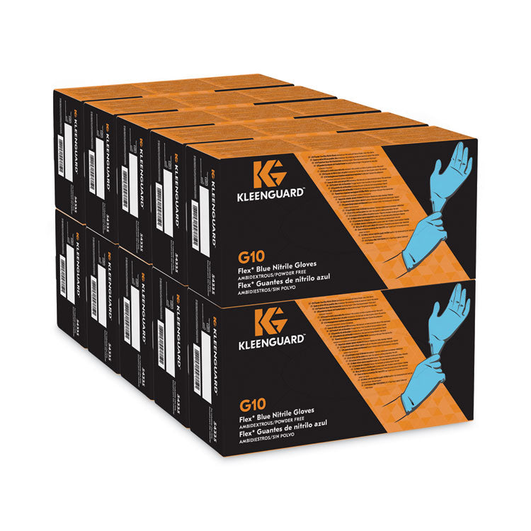 G10 Flex Blue Nitrile Gloves, Powder-Free, X-Large, 3 mil Thick, 9.5" Long, Blue, 90/Box, 10 Boxes/Carton