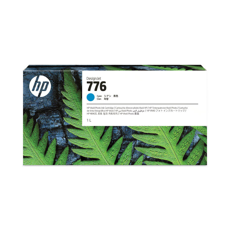 HP 776 (1XB09ACT) Cyan Original DesignJet Ink Cartridge, 6/Carton
