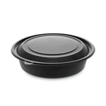 EarthChoice MealMaster Container with Lid, 32 oz, 8" Diameter x 2.12" h, Black/Clear, Plastic, 250/Carton