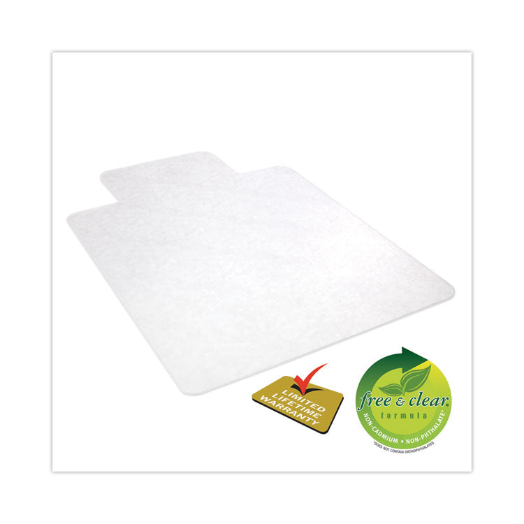 EconoMat All Day Use Chair Mat for Hard Floors, Flat Packed, 46 x 60, Lipped, Clear