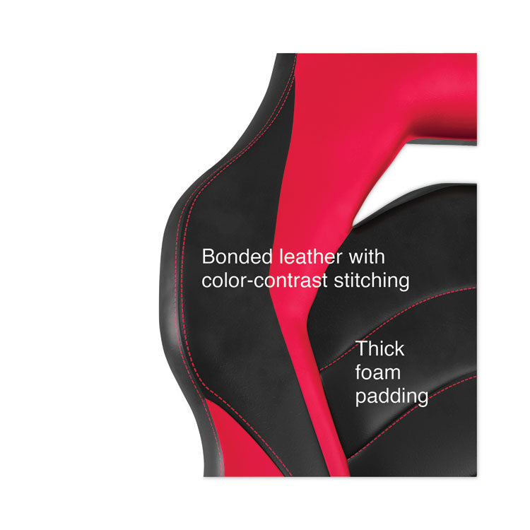 Vortex Bonded Leather Gaming Chair, Supports Up to 301 lbs, 17.9" to 21.6" Seat Height, Red/Black Back, Black Base