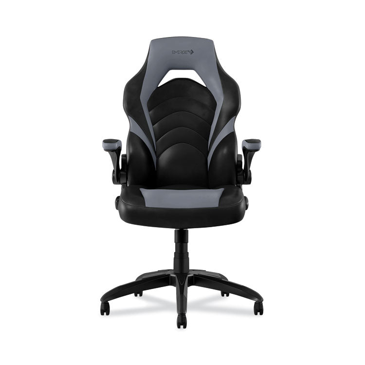 Vortex Bonded Leather Gaming Chair, Supports Up to 301 lbs, 17.9" to 21.6" Seat Height, Gray/Black Back, Black Base