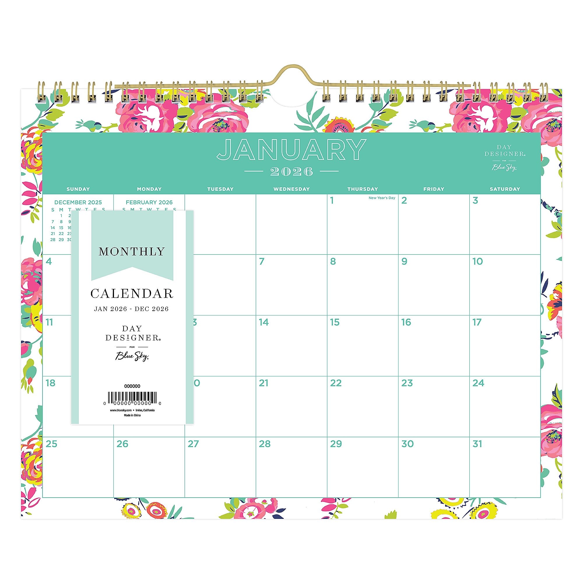 2026 Day Designer for Blue Sky Peyton 17" x 11" Monthly Desk Calendar (103629-26)