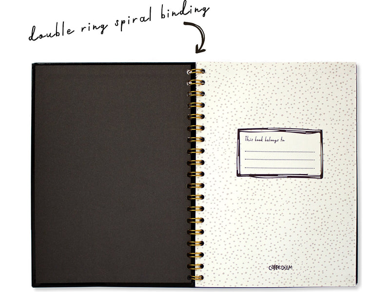 Carpe Diem 1-Subject Notebook, 7.5" x 9.75", Wide-Ruled, 80 Sheets, Black (9375-CD)