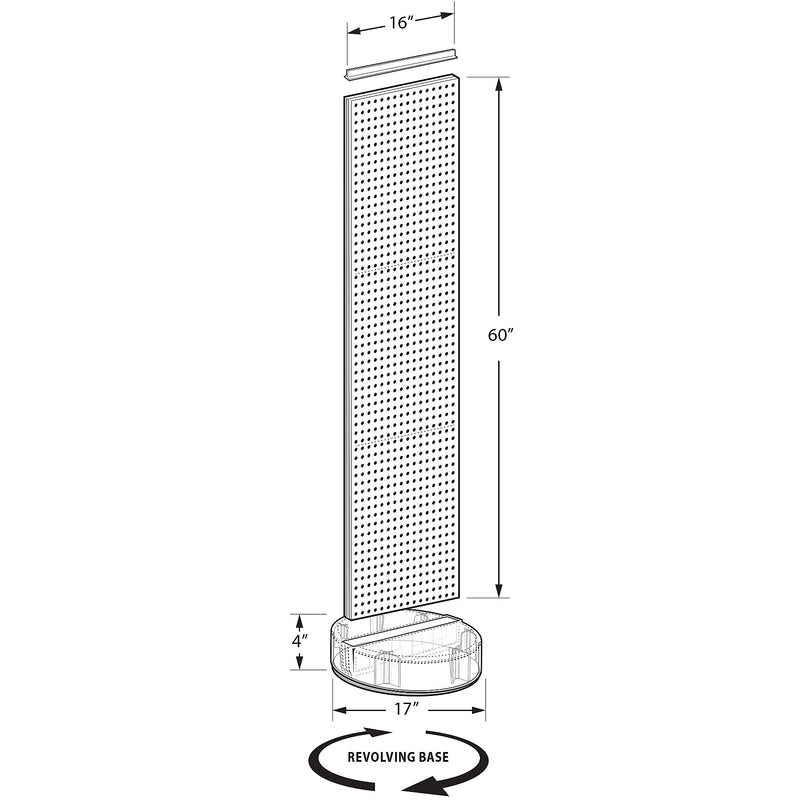 Azar Displays 60”H x16”W Two-Sided Pegboard Floor Display w/ C-Channel Sides on Revolving Round Studio Base, Pink (700788-PNK)