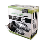 Dispens-a-Knife, Individually Wrapped, Mediumweight Knife, Plastic, Black, 100/Box