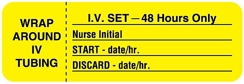 I.V. Tubing Change Label 48 Hours, 3" x 1"